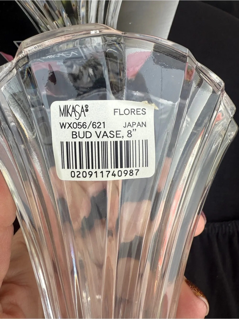 Mikasa Clear Crystal Sculpted Fan Vase